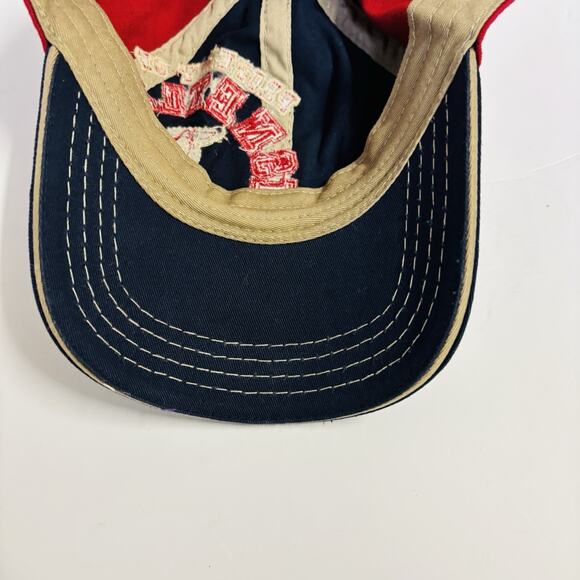 DISNEY. ADULT BLUE/RED/BIEGE DISTRESSED DISNEY STRAPBACK HAT - Very Clean. - Picture 7 of 15